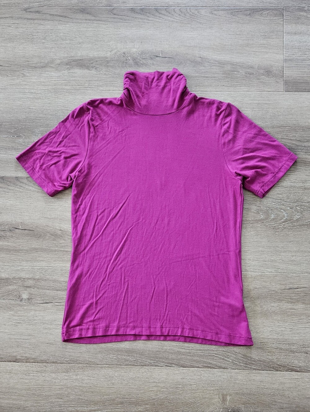 Joseph A. Magenta Short Sleeve Turtleneck Top Size L